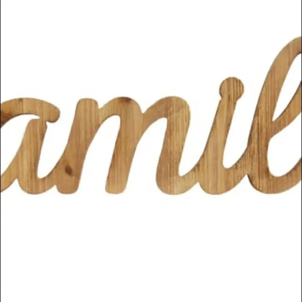 Stratton Home Decor Family Natural Wood Script Wall Art NWT